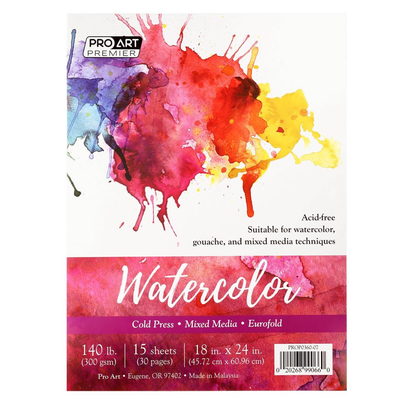 Pro Art Prem Watercolor Pad 18"x24", 15 sheets, 140# CP TP, Watercolor Paper, Sketchbook, Water Color Paper, Paper Pad, Journal, Book, Paint Painting Paper